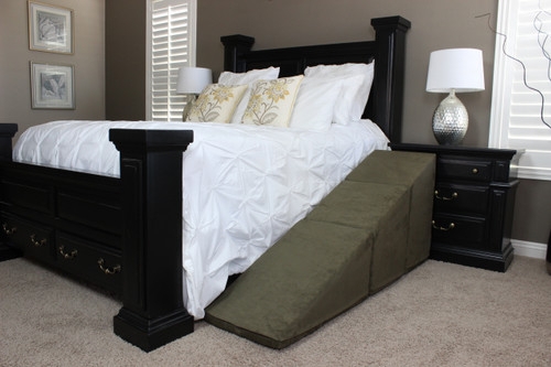 Pet Ramp Olive Green Fabric Traditional Tall Bed Access