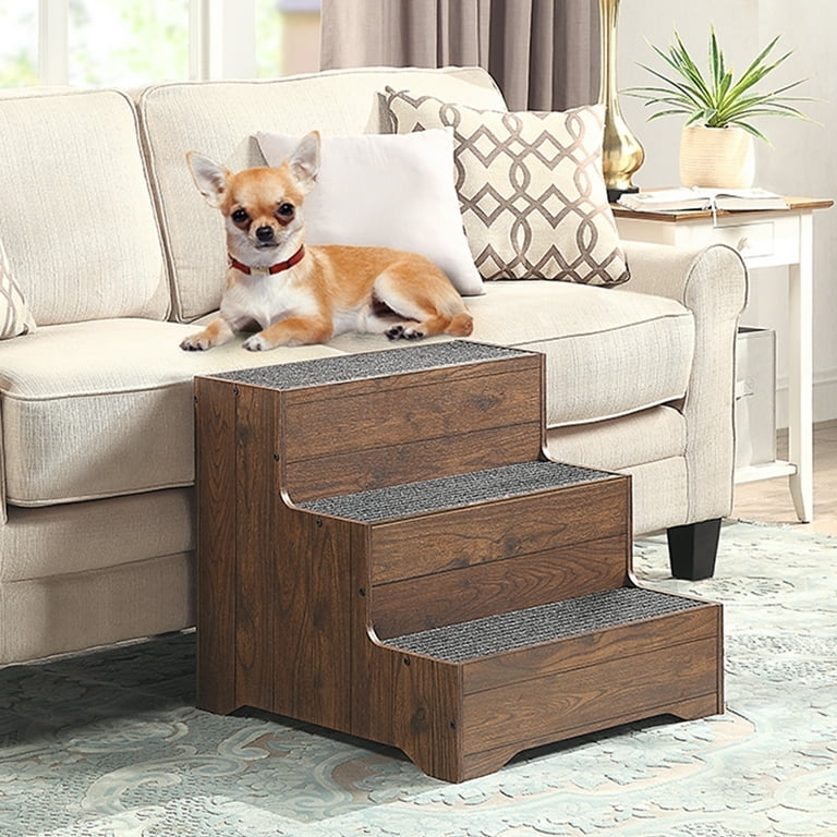 Pet Steps 3 Tier Design Walnut Wood Tone Arched Base
