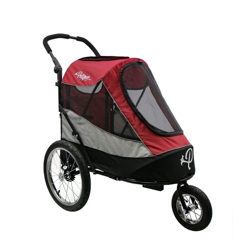 Pet Stroller Crimson Red Zippered Canopy Petique Jogger Stroller