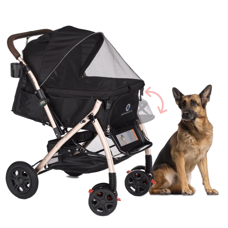 Pet Stroller Rose Gold Frame Expandable Pet Carriage