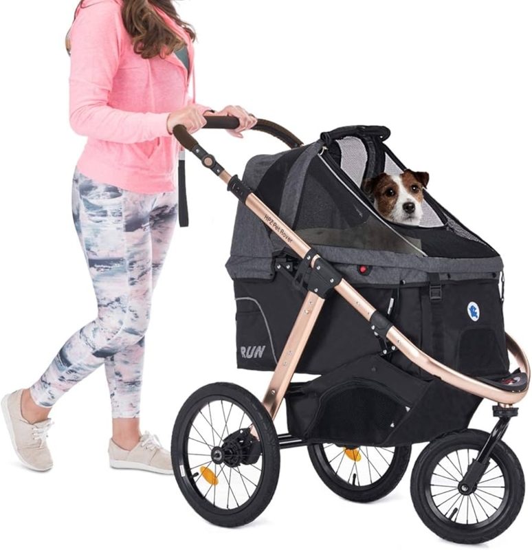 Pet Stroller Rose Gold Frame Zipperless Entry Jogging Pet Stroller