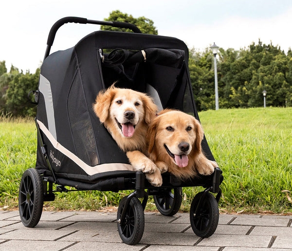 Pet Stroller Sandy Beige Trim Dual Occupancy Carriage