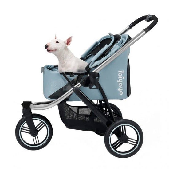 Pet Stroller Sky Blue Fabric Aerodynamic Frame Blue 3-Wheel Dog Pram