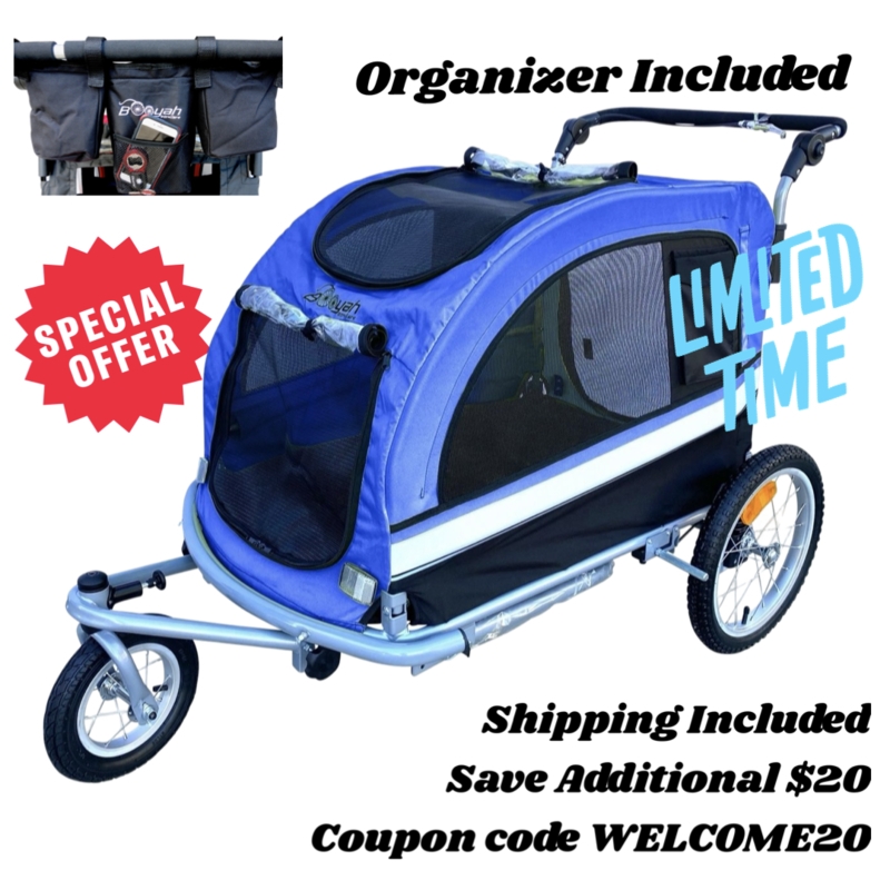 Pet Stroller Trailer Royal Blue Convertible Storage Organizer
