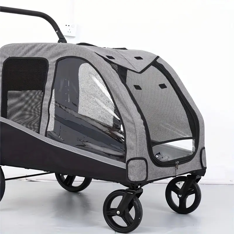Pet Stroller Wagon Clear Side Window Two Tone Grey