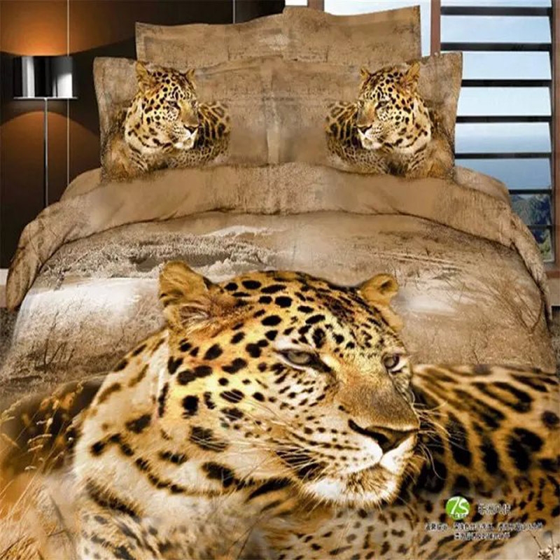 Photorealistic Bedding Set featuring Large-Scale 3D Leopard Graphic