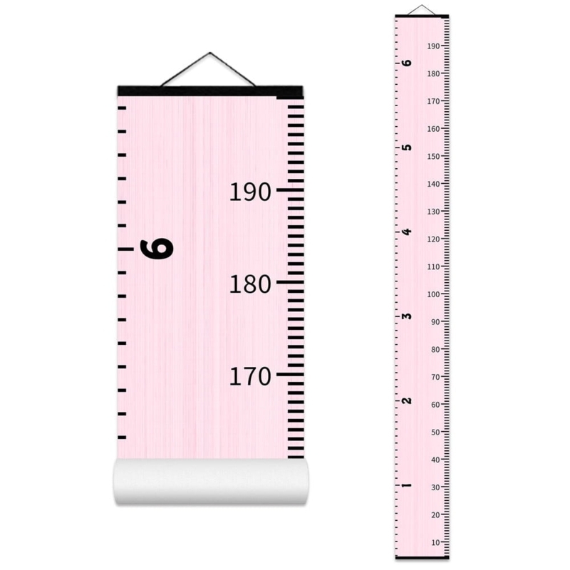 Pink Wood Grain Growth Chart Scroll for Nursery Wall Decor