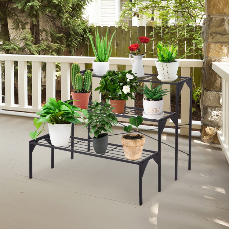 Plant Stand 3-Tier Cross Bracing Rectangular Tubing Heavy Duty Rack