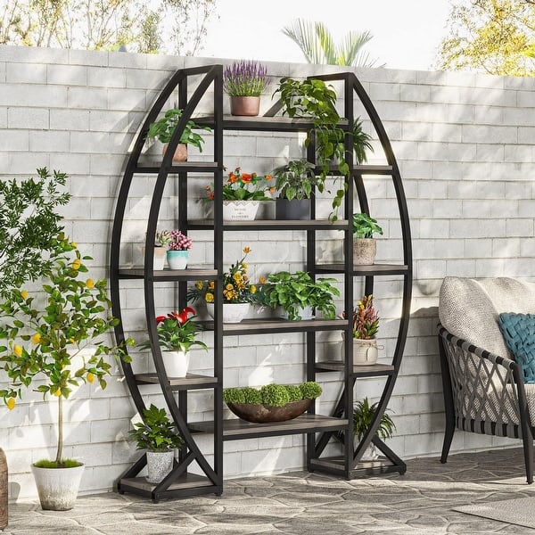 Plant Stand Half Moon Shape Curved Frame 5-Tier Metal Shelf