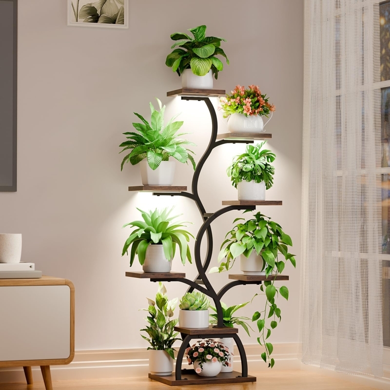 Plant Stand With Grow Lights Hansabenne 65" Tall 5 Tiered Wood Plant Shelf  For Indoor Plants Multiple - 2065inch Plant Stand Indoor With Grow Lights