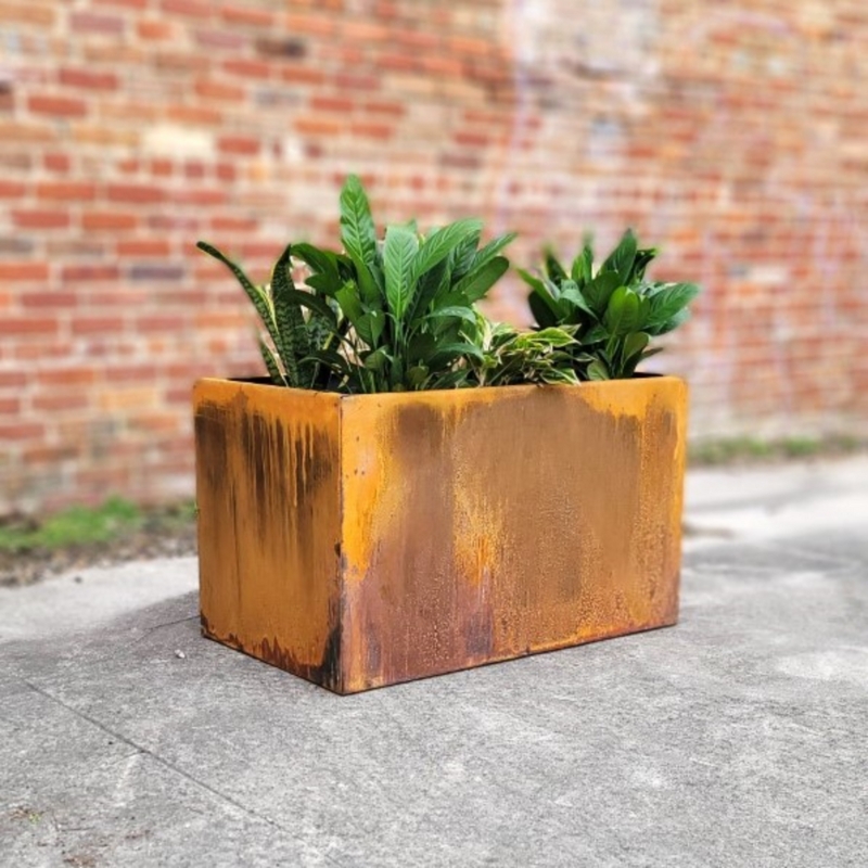 Planter Box Pre-Rusted Finish Weathered Patina Deep Basin Steel