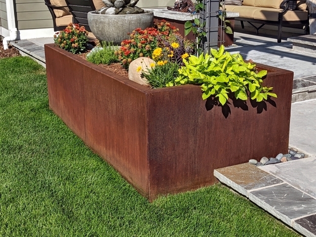 Planter Box Seamless Edges Oxidized Finish Large Rust Brown Steel