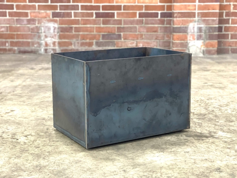 Planter Box Welded Seams Weathered Steel Mottled Patina Charcoal