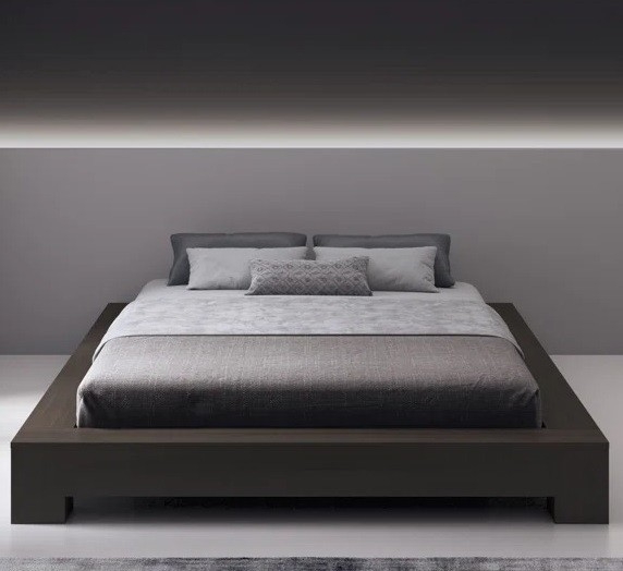 Platform Bed Wide Frame Minimalist Zen Modern Aesthetic Espresso Wood
