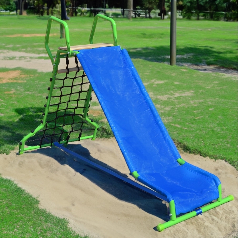 Playground Slide Cargo Net Climber Fabric Slide Bed Lime Green Frame