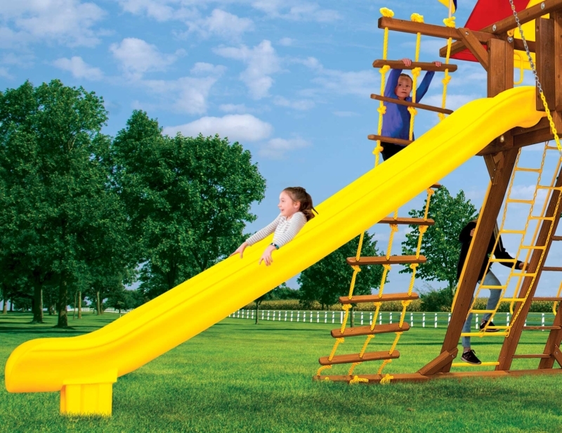Playground Slide Super Scoop Profile Bright Yellow 14.5ft Length