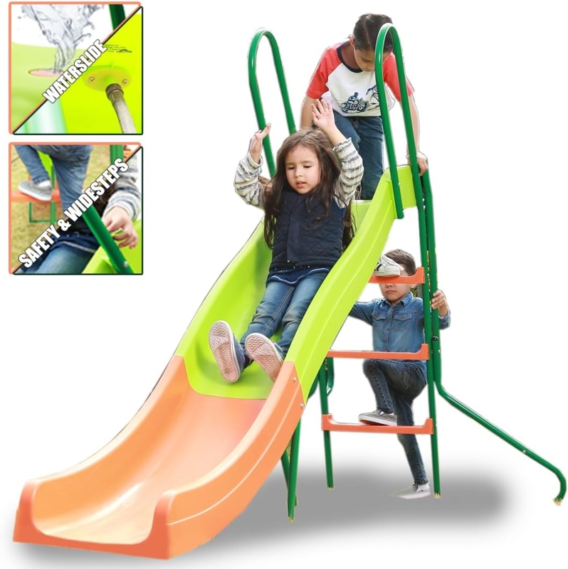 Playground Slide Waterslide Attachment Wide Steps Lime Green Orange