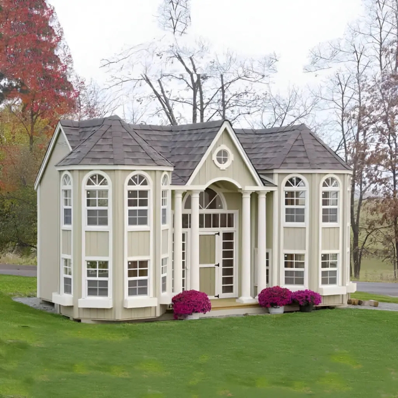 Playhouse Colonial Style Sage Green Grand Portico Two Story Design
