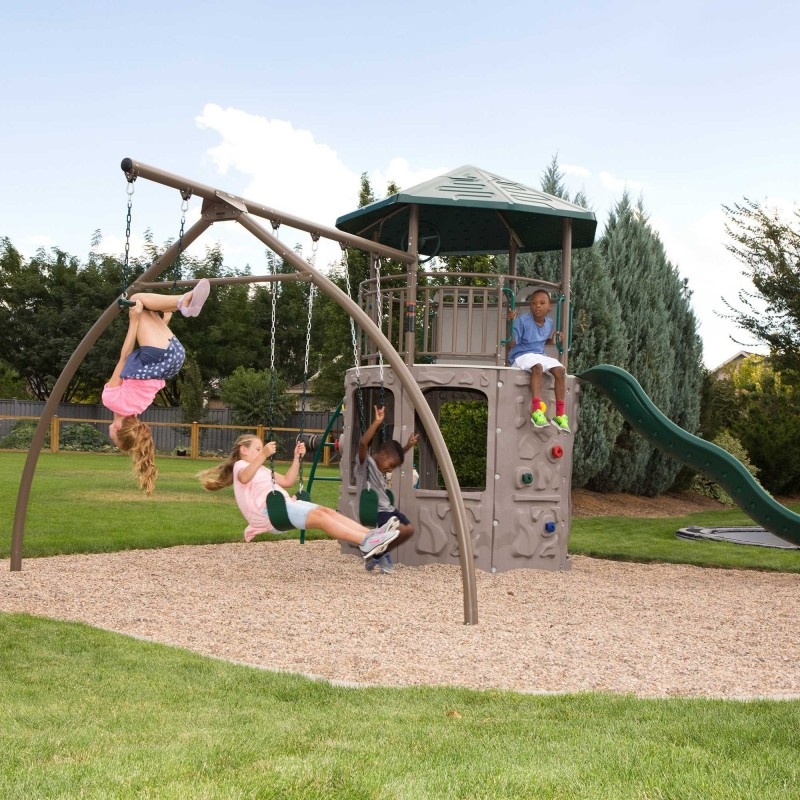 Playset with Arched Swing Beam and Adventure Tower