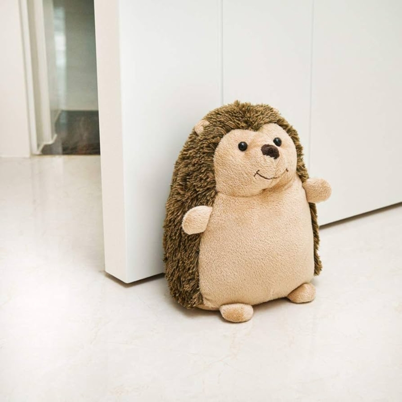 Plush Hedgehog Doorstopper Faux Fur Weighted Base Whimsical Nursery