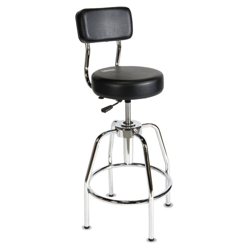 Pneumatic Lift Shop Stool, Adjustable Backrest & Chrome Base.