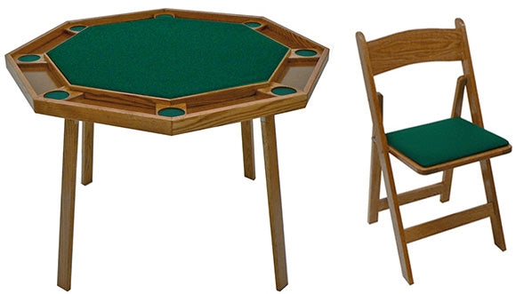 Poker Table Set Octagonal Folding Built In Chip Holders Green Felt