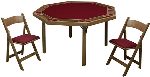 Poker Table Set Octagonal Folding Recessed Chip Trays Burgundy