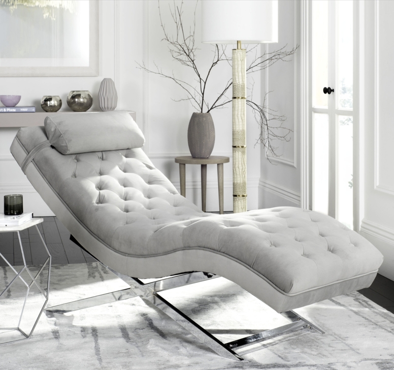 Polished Chrome Chaise Lounge with S-Curved Silhouette