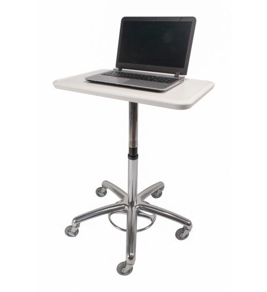 Polished Metal Laptop Cart Five Star Base Foot Pedal Ring