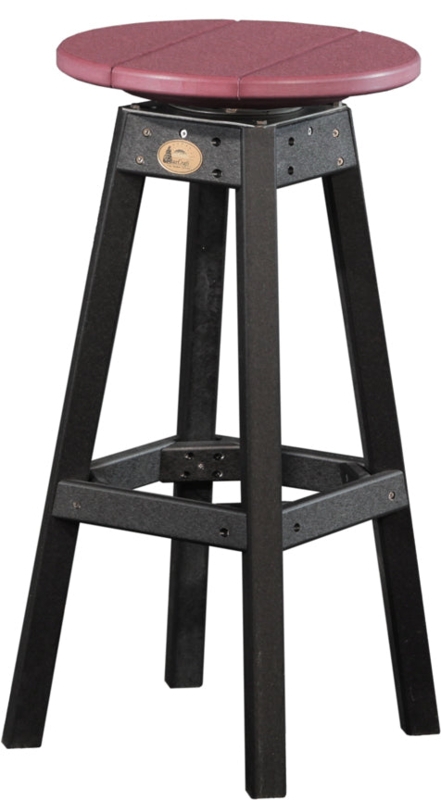 Poly Lumber Look Stool, Cherrywood Red Seat & Swivel Mechanism.