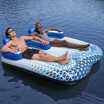 Pool Float Indigo Geometric Pattern Double Lounger Wave Lake Lounge