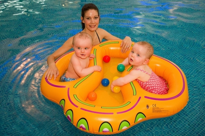 Pool Float Integrated Ball Pit Clover Shape Orange Tandem Baby Float