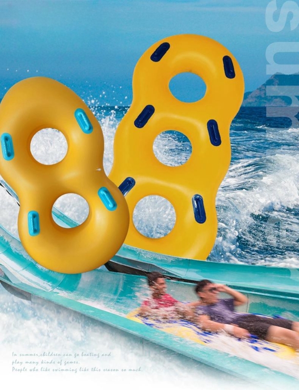 Pool Float Multi Seat Capacity Yellow Water Slide Tube Grab Handles
