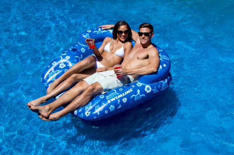 Pool Float Sea Turtle Pattern Hibiscus Print Tropical Double Lounge