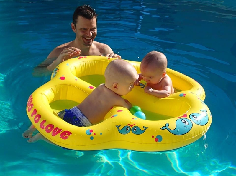 Pool Float Whale Graphics Vibrant Yellow Double Baby Pool Float