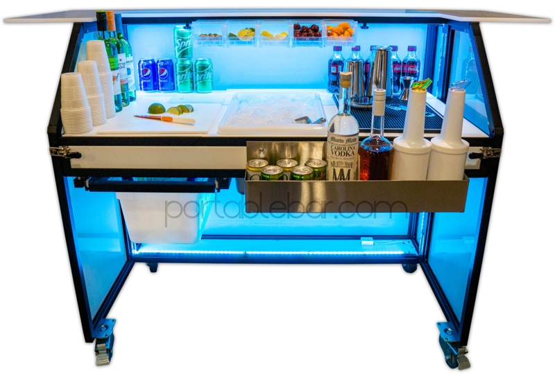 Portable Bar Blue LED Backlighting Integrated Ice Bin LED Event Bar Unit