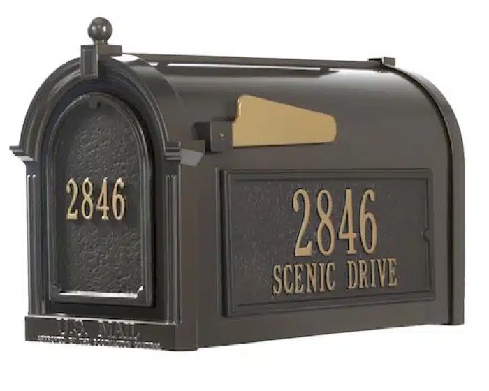 Post Mount Mailbox with Arched Door and Personalized Side Panel