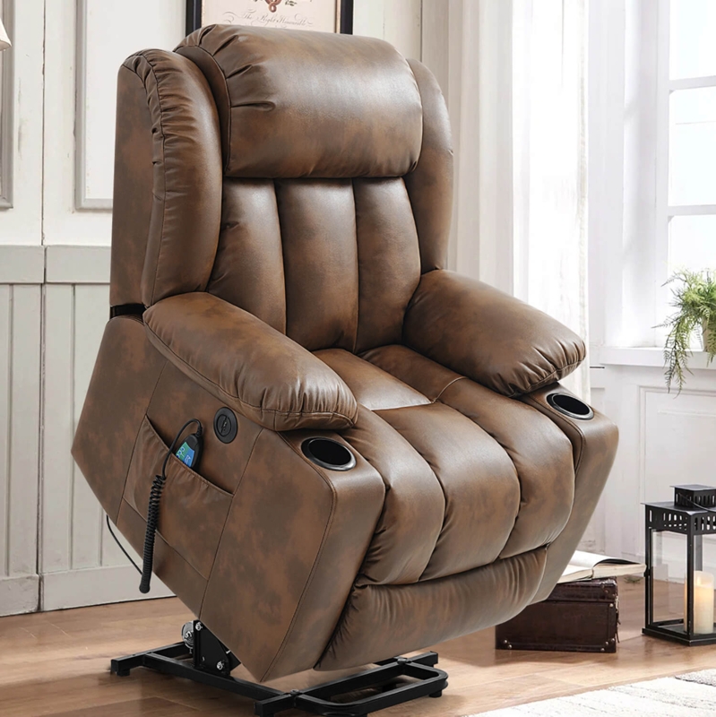 Power Lift Recliner with Distressed Texture and Massage