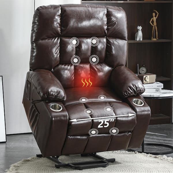 Power Lift Recliner with Massage, Heat Therapy & Cup Holders