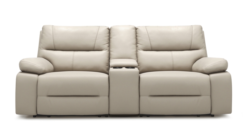Power Motion Loveseat Cream Taupe with Modular Construction & Cup Holders