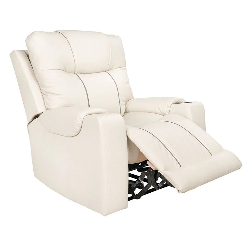 Power Recliner in Cream with Vertical Stitching Detail