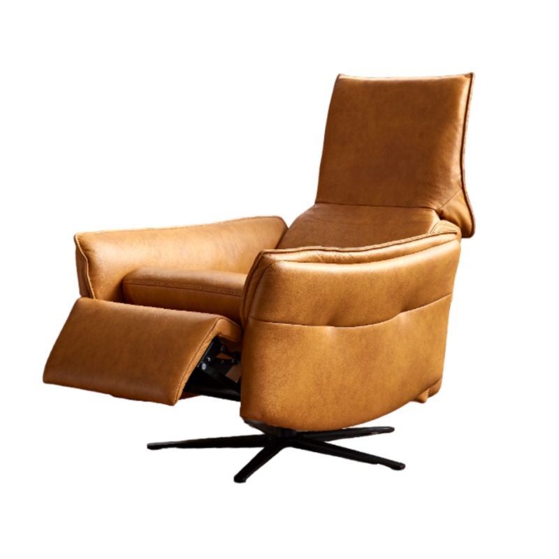Power Recliner with Swivel Star Base in Cognac Brown