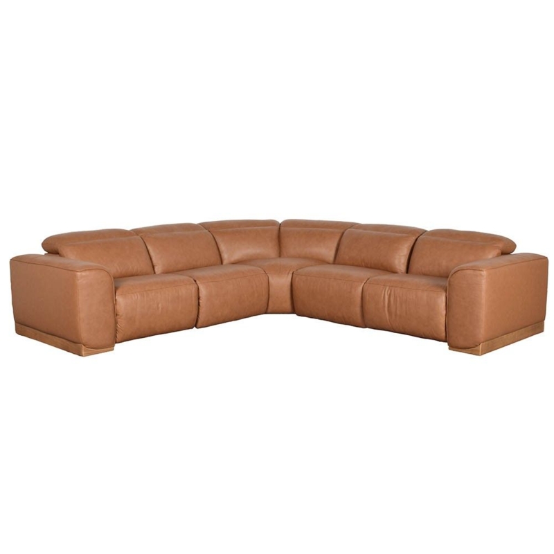 Power Reclining Corner Sofa Leather Modular Plinth Base