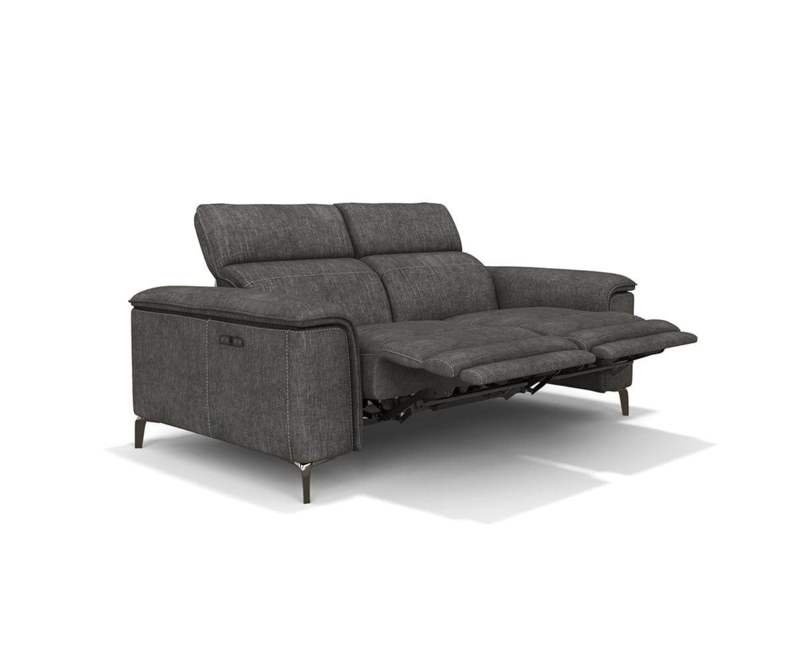 Power Reclining Loveseat Charcoal Grey with Tapered Metal Legs