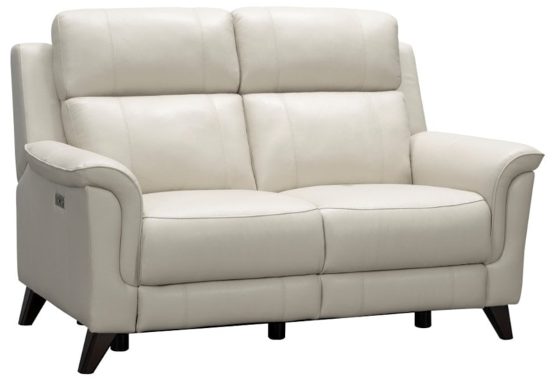 Power Reclining Loveseat Ivory with Splayed Tapered Legs & USB Port