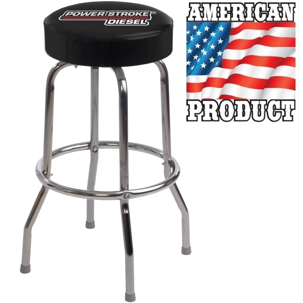 Powerstroke Diesel Bar Stool, Custom Logo, Chrome Swivel Seat