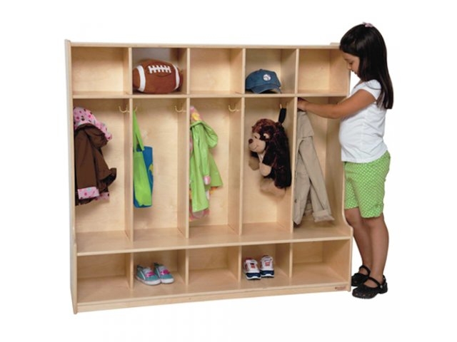 Preschool Locker with Five-Section Layout and Offset Edges