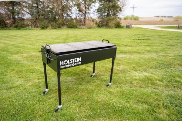 Professional Charcoal Grill with Elevated Frame and Rectangular Basin