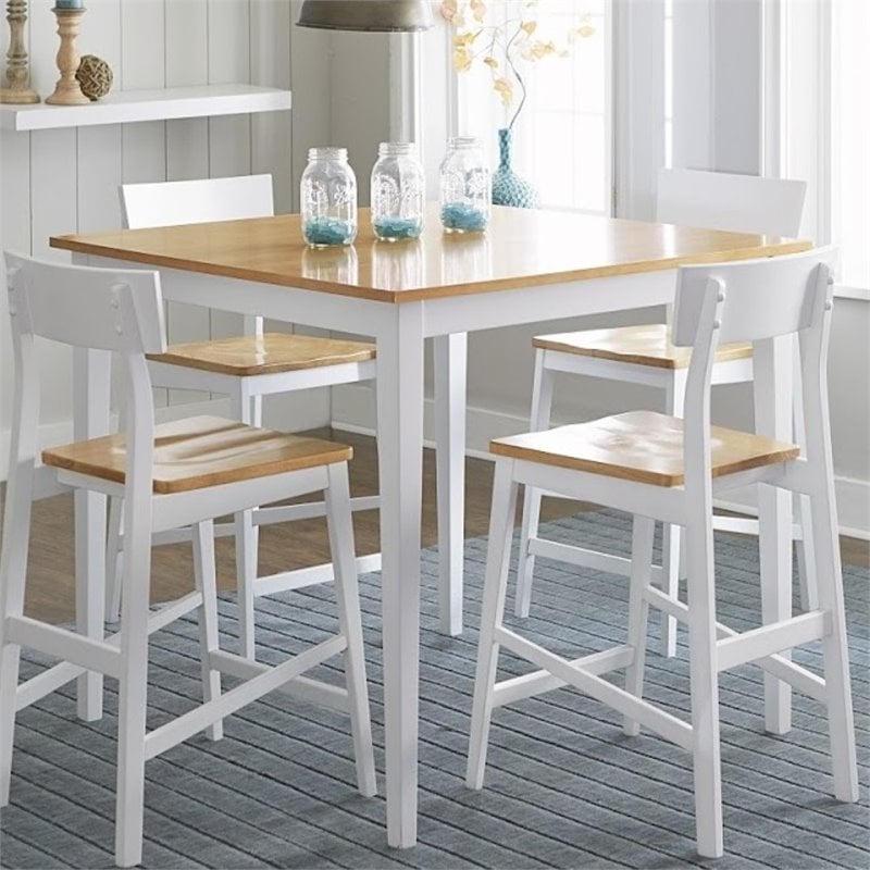 Progressive Furniture Christy Wood Counter Height Dining Table Light Oak  White