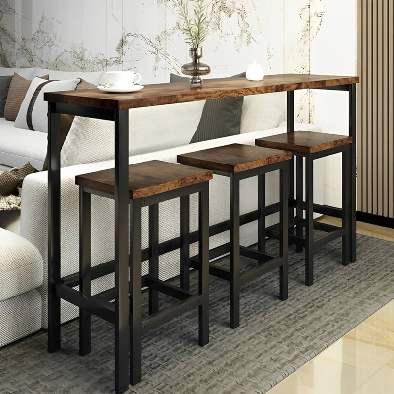 Pub Table Set Industrial Extra Long Table Slim Profile Console